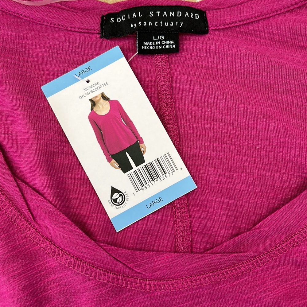 Long sleeve scoop tee raspberry color sz Lg - Picture 2 of 7